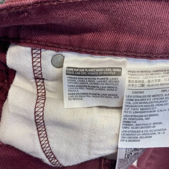 Levis 513 Jeans Mens Size 34X32 Burgundy Slim Straight Dark Red,Stretch - Picture 10 of 12